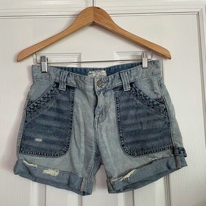 Free People Patch Pocket Cuffed Denim Shorts
